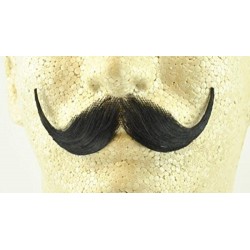 Handlebar Mustache BLACK - w/Spirit Gum - 100% Human Hair - no. 2013 - REALISTIC! Perfect for Theater - Reusable! $34.36 Gags...