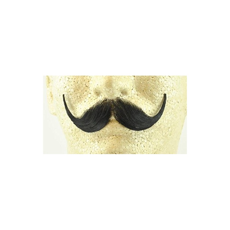 Handlebar Mustache BLACK - w/Spirit Gum - 100% Human Hair - no. 2013 - REALISTIC! Perfect for Theater - Reusable! $34.36 Gags...