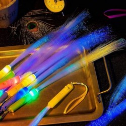 16 Pieces Glow Fiber Wands Sticks LED Light Up Wands Fiber Optic Wands LED Flashing Sticks Glow Flashing Wands Fiber Optic Wa...