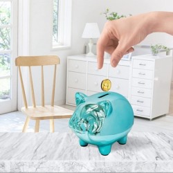 Ceramics Pig Piggy Bank for Adults Saving Money Bank for Kids Cute Coin Bank Decorative for Home Kid's Birthday Gifts (Blue-P...