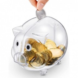 2 Pieces Piggy Bank Plastic Piggy Coin Bank Money Saving Box for Kids Boys Girls Adults (Clear) $36.82 Kids' Money Banks