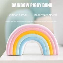 Piggy Bank Girls Rainbow Piggy Banks Personalized Decorative Money Bank Ceramic Coin Bank for Adults Best Birthday for Kids H...