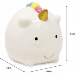 Isaac Jacobs Ceramic Small Unicorn Money Bank Cute Piggy Bank for Kids Fairytale Rainbow Nursery Room Décor Happy Unicorn Coi...