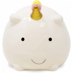 Isaac Jacobs Ceramic Small Unicorn Money Bank Cute Piggy Bank for Kids Fairytale Rainbow Nursery Room Décor Happy Unicorn Coi...