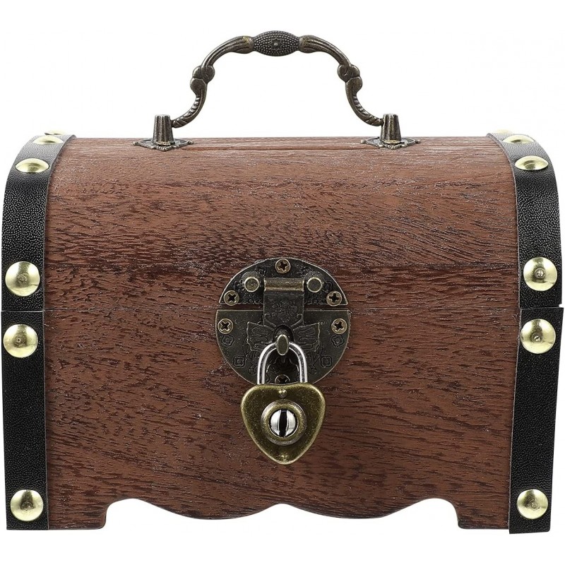 Retro Wooden Treasure Chest Storage Box Wooden Money Storage Box Piggy Bank with Lock and Keys Gift for Kids Adult $29.50 Kid...