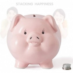 1PC Ceramic Piggy Bank Saving Piggy Box Gift Lovely Pig-Shaped Money Container for Kids Adults(Pink) $47.41 Kids' Money Banks