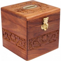 Wooden Coins Storage Box Money Bank with Carving Work and Lock. Piggy Bank for Kids Gift for Christmas Or Birthday $47.15 Kid...