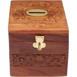 Wooden Coins Storage Box Money Bank with Carving Work and Lock. Piggy Bank for Kids Gift for Christmas Or Birthday $47.15 Kid...