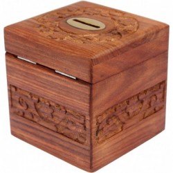 Wooden Coins Storage Box Money Bank with Carving Work and Lock. Piggy Bank for Kids Gift for Christmas Or Birthday $47.15 Kid...