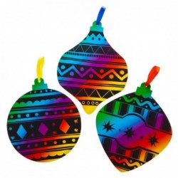 AT197 Scratch Art Christmas Ornaments - Pack of 10 Christmas Arts and Crafts $14.78 Kids' Drawing & Writing Boards