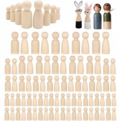 80 PCS Wooden Peg Dolls Peg People Wooden Peg Figures Natural Unpainted Wood Figures Decorative for Kids Crafts Projects Pain...