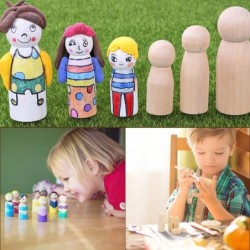 80 PCS Wooden Peg Dolls Peg People Wooden Peg Figures Natural Unpainted Wood Figures Decorative for Kids Crafts Projects Pain...