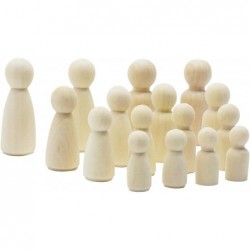 80 PCS Wooden Peg Dolls Peg People Wooden Peg Figures Natural Unpainted Wood Figures Decorative for Kids Crafts Projects Pain...