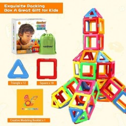 Upgraded Magnetic Blocks Tough Building Tiles STEM Toys for 3+ Year Old Boys and Girls Learning by Playing Games for Toddlers...