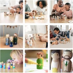 80 PCS Wooden Peg Dolls Peg People Wooden Peg Figures Natural Unpainted Wood Figures Decorative for Kids Crafts Projects Pain...