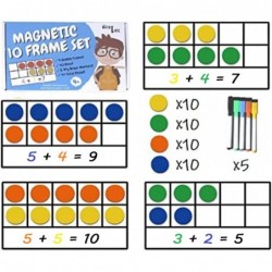 Magnetic Ten Frame Set - Math Manipulatives for Elementary - 4 Ten Frames & 40 Magnetic Math Counters for Kids Math Games for...