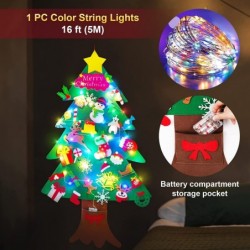 DIY Christmas Tree Felt Toy with LED String Lights Decoration Set 37PCS Christmas Ornaments 3.6 FT Door Wall Hanging 16 FT fo...