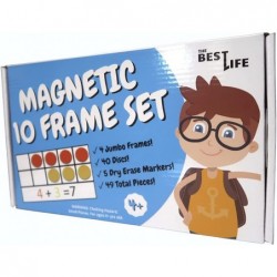 Magnetic Ten Frame Set - Math Manipulatives for Elementary - 4 Ten Frames & 40 Magnetic Math Counters for Kids Math Games for...