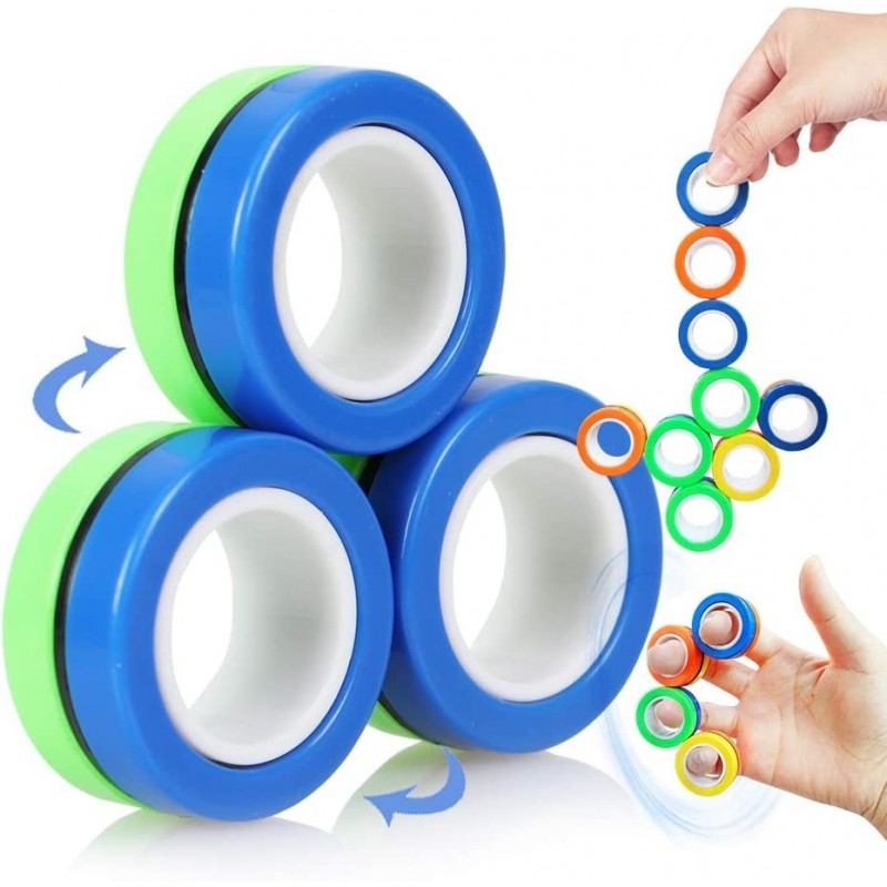 3PCS Magnetic Ring Fidget Set - Decompression Gadgets Rotating Fidget Spinners Relieve Anxiety Finger Small Toys for Wokers S...