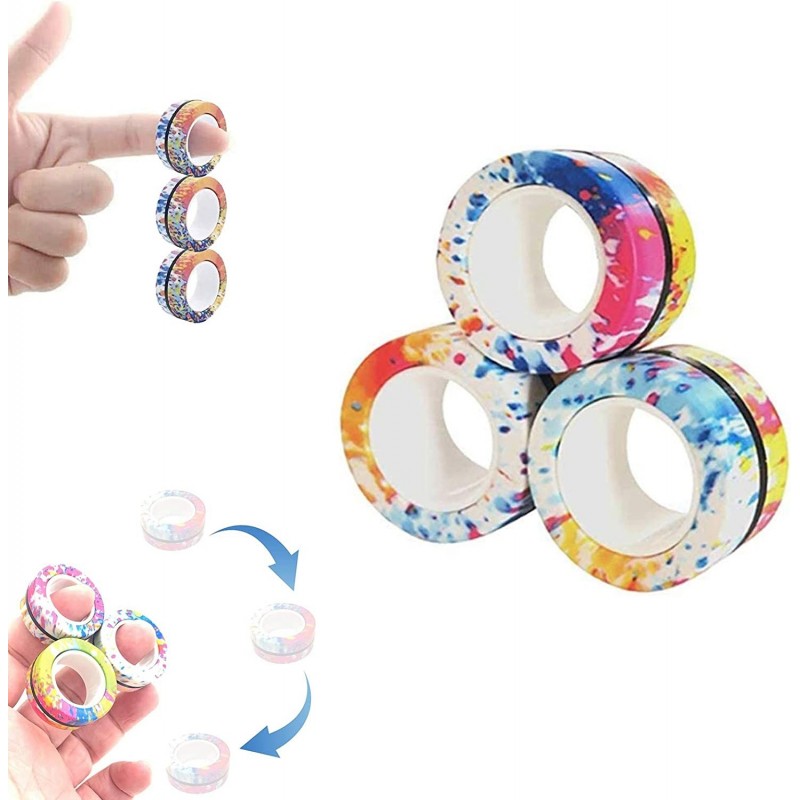 6 PCS Finger Magnetic Ring Magnet Rings Toy for Adults and Children Colorful Unzip Toys for Anxiety ADHD and AutismMagic Ring...