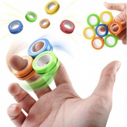 6 PCS Finger Magnetic Ring Magnet Rings Toy for Adults and Children Colorful Unzip Toys for Anxiety ADHD and AutismMagic Ring...