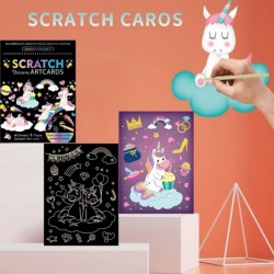 3 Set Magic Scratch Paper Art Colorful Magic Drawing Art Book with 3 Scratch Pen for Birthday Halloween Christmas Party Games...