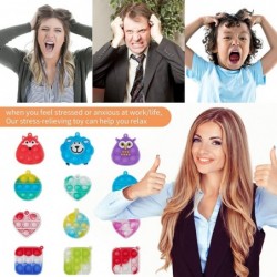 12Pcs Mini Pop Sensory Fidget Keychain Toys Stress Relief Hand Toys Fidget Animal Pop Toys Polygon Simple Fidget Toy Suitable...