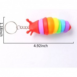 6 PCS Mini Fidget Slug Key-Chain Toys 3D Articulated Stretch Caterpillar Sensory Stress Relief Flexible Hand Toy Ideal Party ...