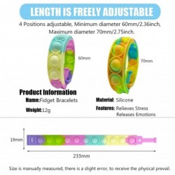 50PCS Pop Fidget Bracelets Toys Durable and Adjustable Stress Relief Wristband Fidget Toys Sets Wearable Push Pop Bubbles Fid...