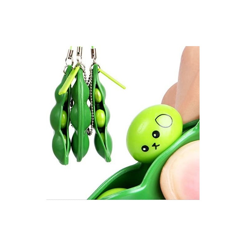 Pack Fidget Bean Toy Squeeze-a-Bean Toys Extrusion Bean Pea Soybean Stress Relieving Chain Toys Funny Facial Expression Edama...