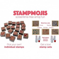 Emoji Stamps - Favorites Wooden Rubber Stamp Set w/ 4-Color Ink Pad | Great Educational Toys Art Set Craft Kit Teacher Gifts ...