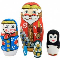 Christmas Santa Claus Design Russian Nesting Dolls 4 Inch Snow Man Penguin Tree Surprise Nesting Dolls $63.31 Nesting Dolls