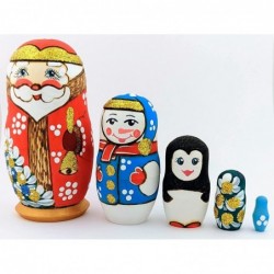 Christmas Santa Claus Design Russian Nesting Dolls 4 Inch Snow Man Penguin Tree Surprise Nesting Dolls $63.31 Nesting Dolls