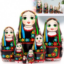 Matryoshka Dolls Set of 7 pcs - Nesting Dolls in Ukrainian Vyshyvanka for Women - Baboushka Nesting Dolls in Ukrainian Tradit...