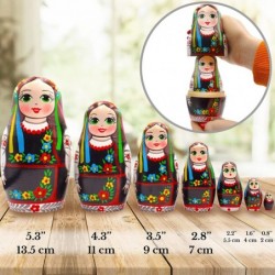 Matryoshka Dolls Set of 7 pcs - Nesting Dolls in Ukrainian Vyshyvanka for Women - Baboushka Nesting Dolls in Ukrainian Tradit...