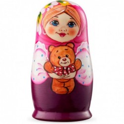 Nesting Dolls Matryoshka Wood Stacking Nested Set 3 Pieces Handmade Wooden Doll Pink $22.87 Nesting Dolls