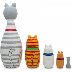 Tabby Siamese Maine Coon & Mouse Cats Wooden Nesting Dolls 7 Inches $65.28 Nesting Dolls