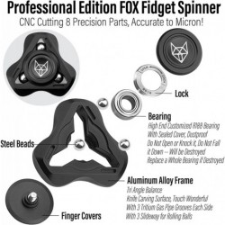 Upgraded Fox Tri 1.8'' Fidget Spinner with Steel Beads Luminous Metal Spinners Toys for Adults Premium Bearing 2~4 Min Autism...