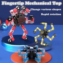 3Pcs Fingertip Gyro Fidget Spinners Spinning Top Toy Transformable Spinners Fidget Chain Toy Deformed Mechanical Spiral Twist...