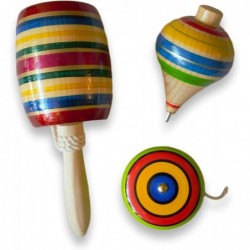 Multi Pack Autentic Mexican Party Games Made in Mexico (3 Set Fine Wooden Yoyo Trompos de Mexico de Madera & Balero Assorted ...