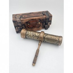 Handmade Brass Kaleidoscope with Leather Box & 3D Mirror Lens Vintage Look - Antique Finish - Kaleidoscope for Kids Friends V...