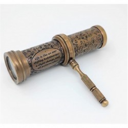 Handmade Brass Kaleidoscope with Leather Box & 3D Mirror Lens Vintage Look - Antique Finish - Kaleidoscope for Kids Friends V...