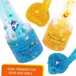 2 Pack Clear Slime Kit Ocean Blue Shark Clear Crystal Slime Fruit Slices Bear Lemon Jelly Mud Slime Soft Crystal Clear Slime ...