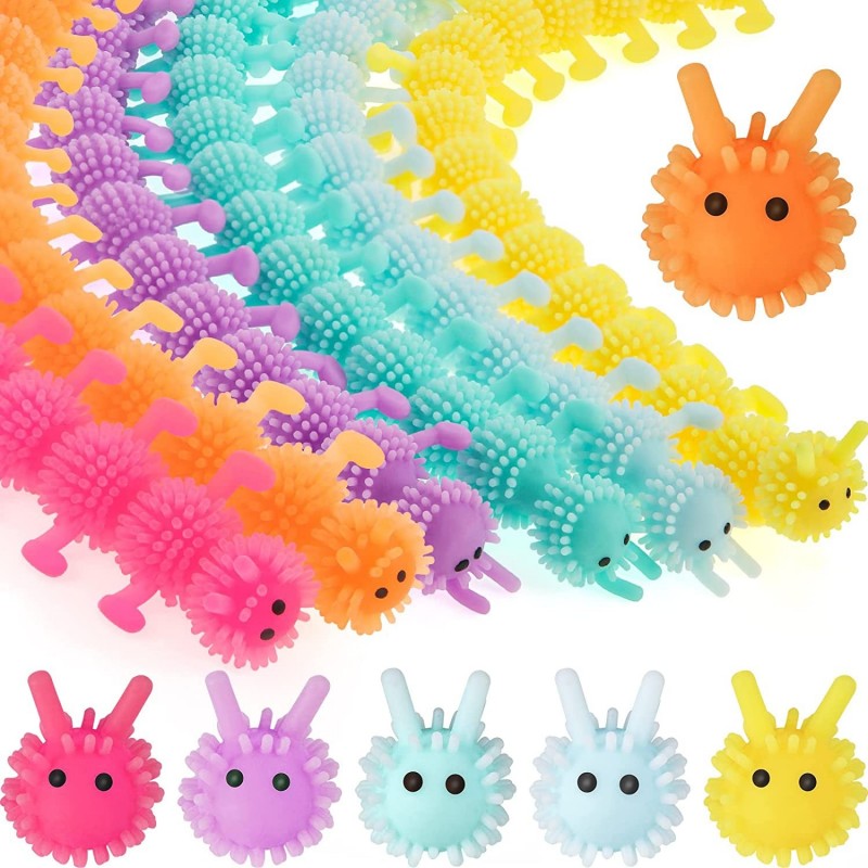 24 Pcs Fidget Worm Stretchy Strings Toy Monkey Noodles Toys Caterpillar Worms Fidget Squishy Sensory Toy for Kids and Adults ...