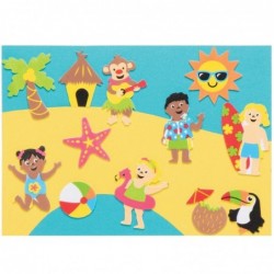 AT738 Tropical Beach Foam Stickers - Pack of 120 Self Adhesives Perfect for Children to Decorate Collages and Crafts Ideal fo...