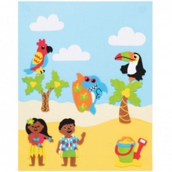 AT738 Tropical Beach Foam Stickers - Pack of 120 Self Adhesives Perfect for Children to Decorate Collages and Crafts Ideal fo...