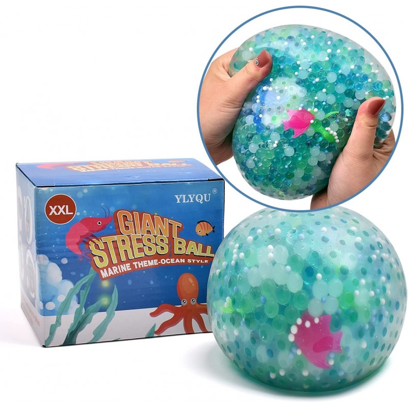 Jumbo Stress Ball - Giant Water Beads Ball with Sea Animal and Foam Jumbo Squeezing Ball Anxiety Relief Squishy Balls for Kid...