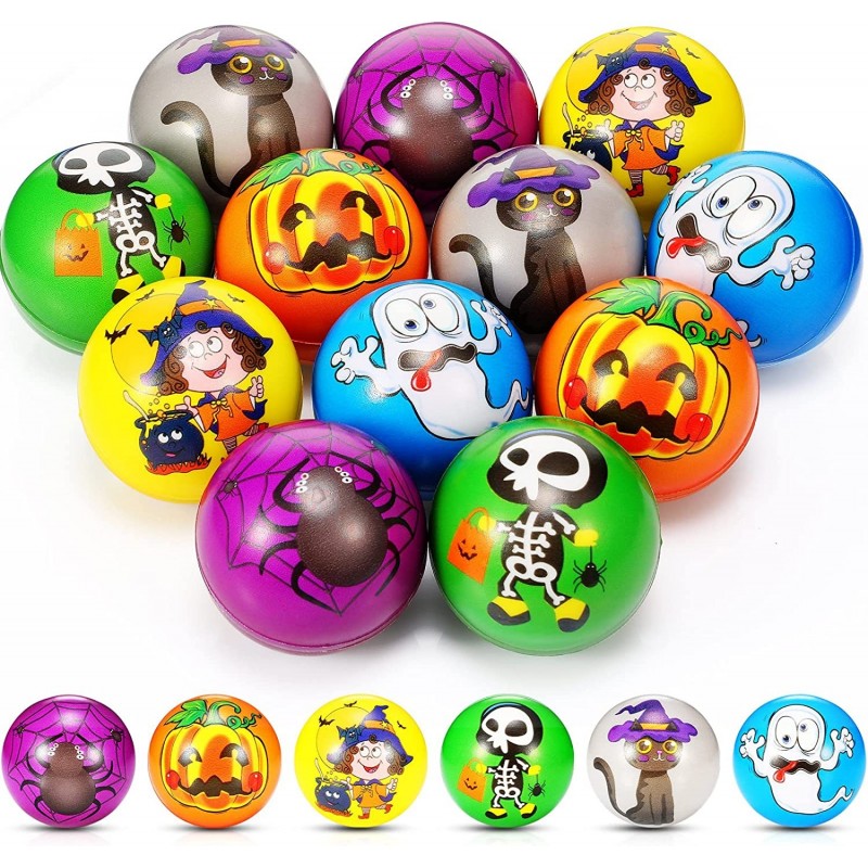 30 Pcs Halloween Stress Balls 2.5 Inch Foam PU Stress Balls Slow Rising Stress Relief Assorted Designs and Colors Stress Ball...