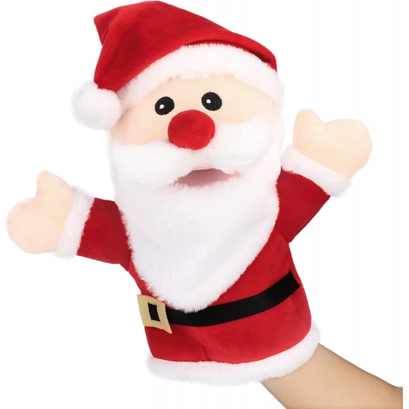 Plush Father Christmas Hand Puppet with Open Movable Mouth for Imaginative Play Role Play Interactive Toy for Storytelling Te...