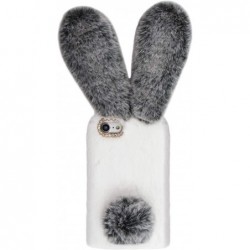 Bunny Case for Samsung Galaxy S21 FE 5G Cute Rabbit Ears Warm Fluffy Handmade Rabbit Fur Soft Plush Flexible TPU Silicone Bum...